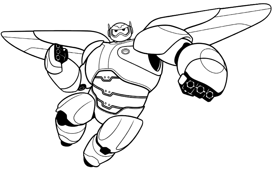 Colorear Baymax big hero in flight (Big Hero 6) para imprimir y colorear