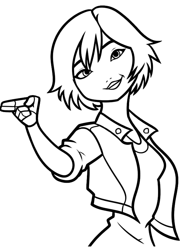 Colorear GoGo Tomago sin traje (Big Hero 6) para imprimir y colorear