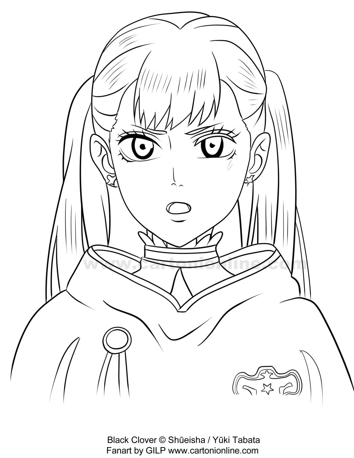 Coloriage de Noelle Silva de Black Clover  imprimer et colorier