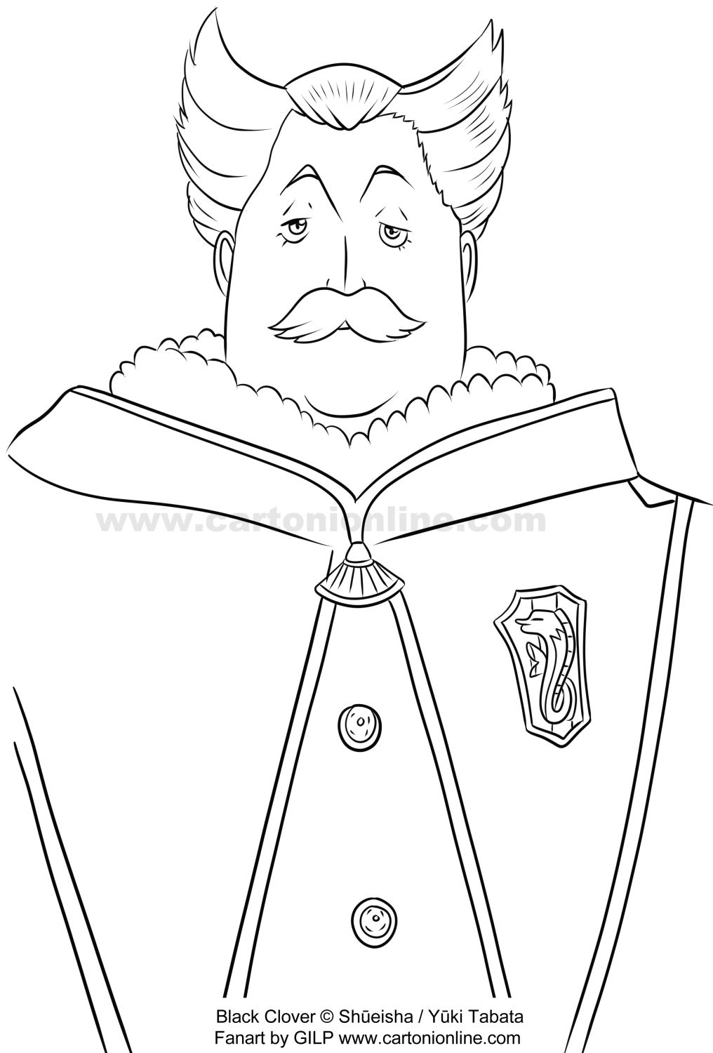 Desenho de Kaiser Granvorka de Black Clover para imprimir e colorir