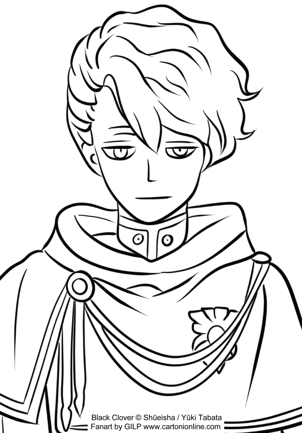 Langris Vaude Black Clover coloring page to print and coloring