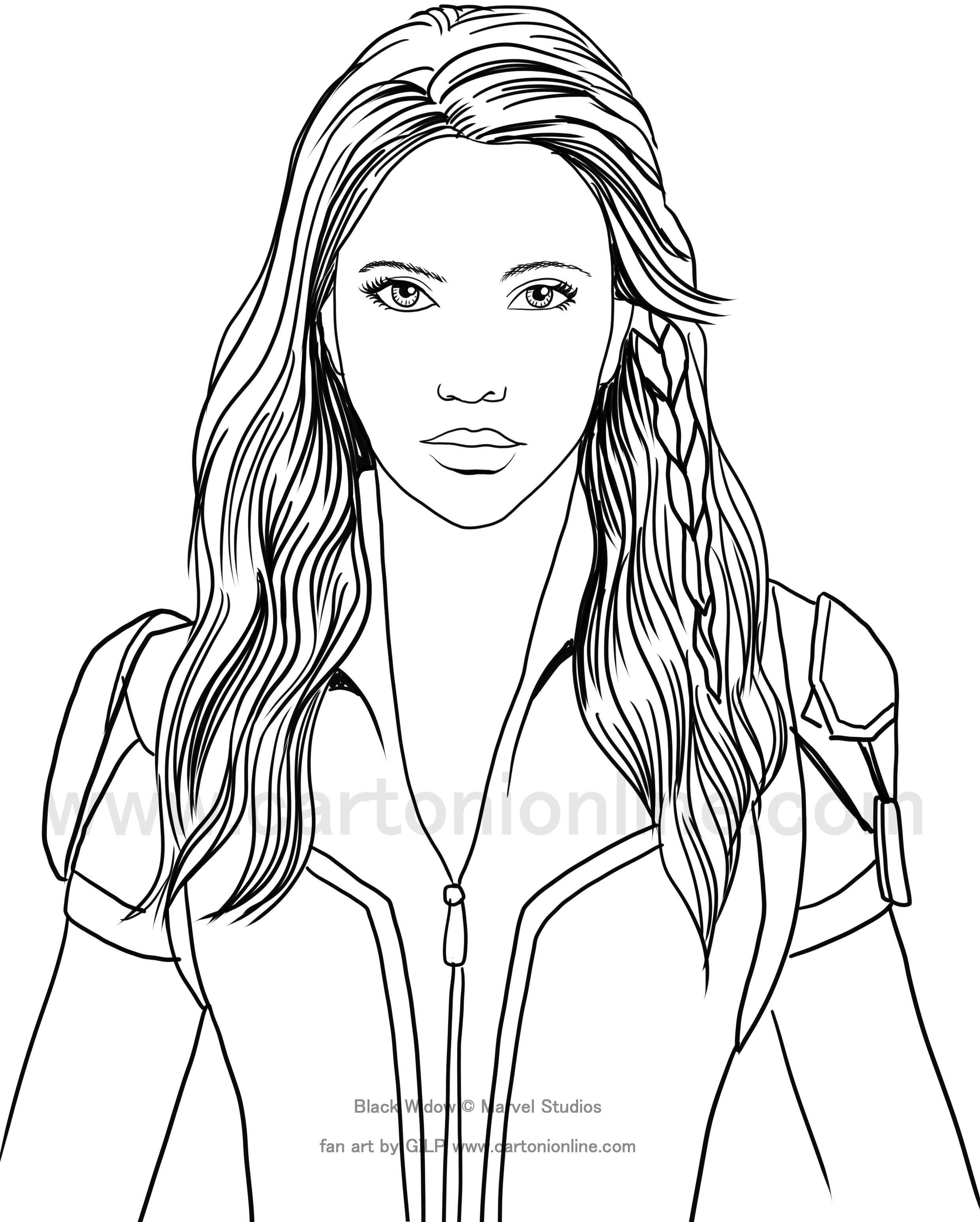 Dibujo de Black Widow (Scarlett Johansson) 01 de Black Widow (película) para imprimir y colorear
