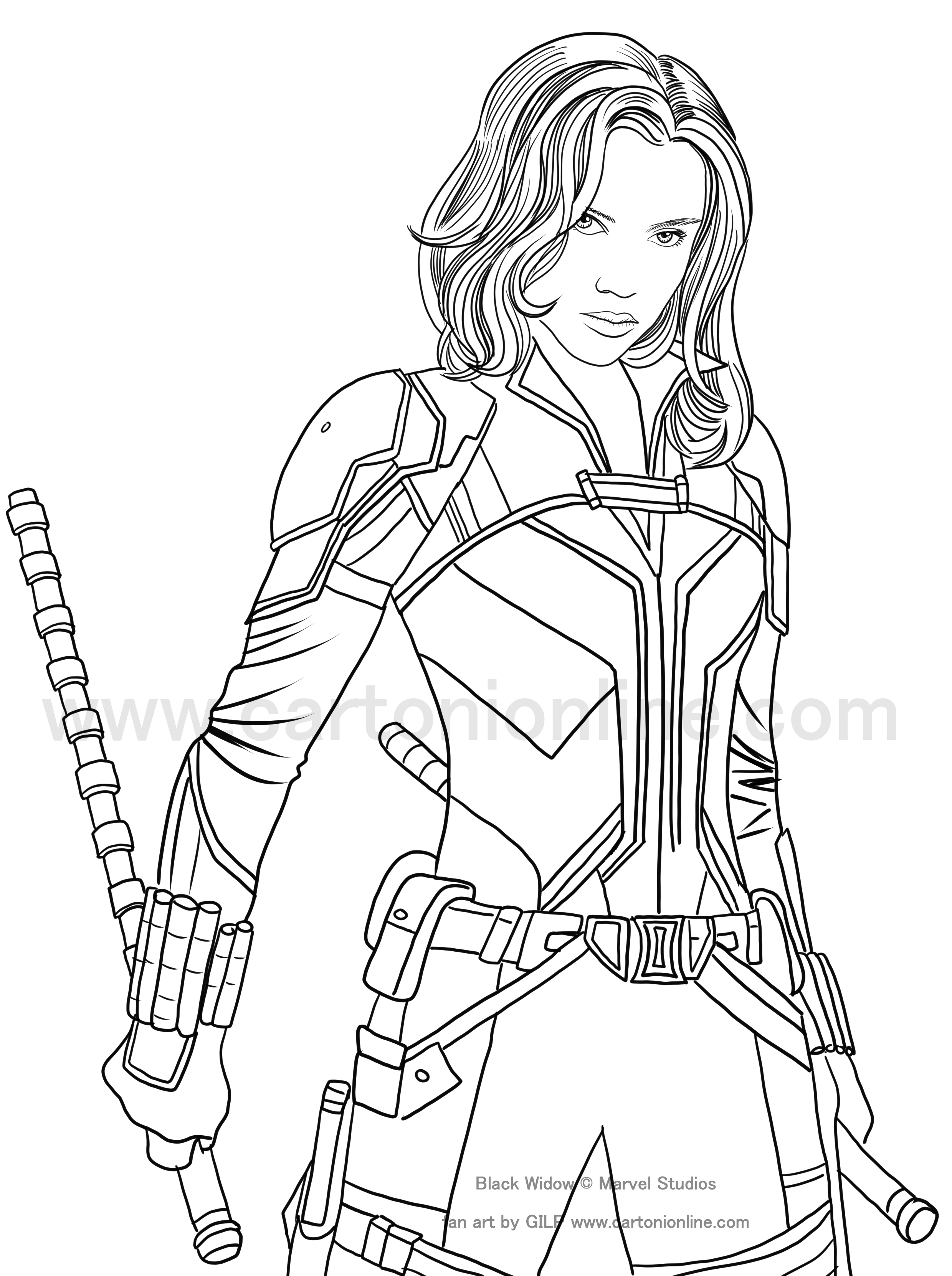 Black Widow (Scarlett Johansson) 02 from Black Widow (movie) coloring page to print and coloring