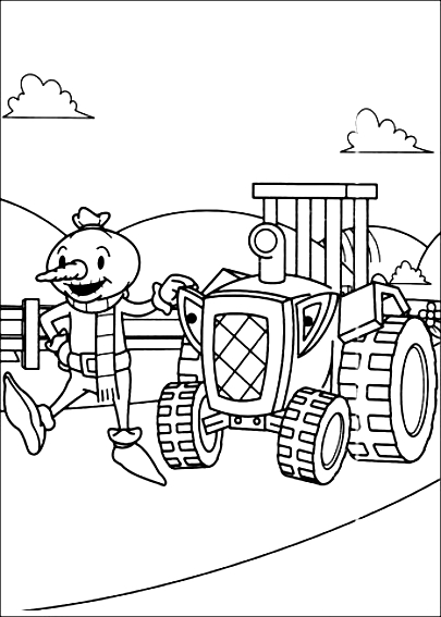 Dibujo de Spud y Travis el tractor de Bob Fix It para imprimir y colorear