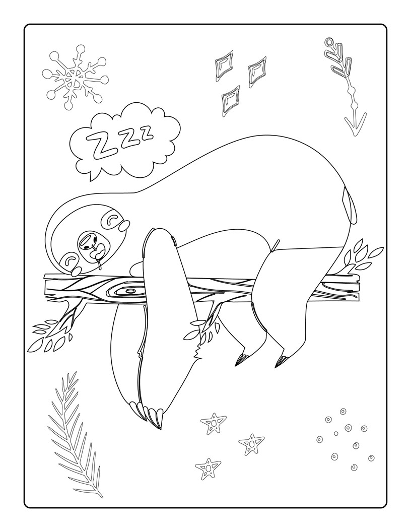 Pagina de colorat leneș în stil desen animat pentru copii