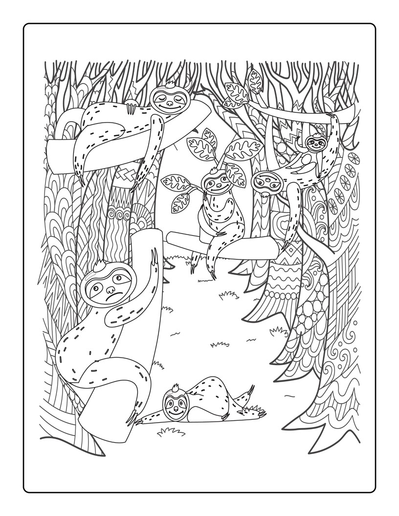 Pagina de colorat leneș în stil desen animat pentru copii