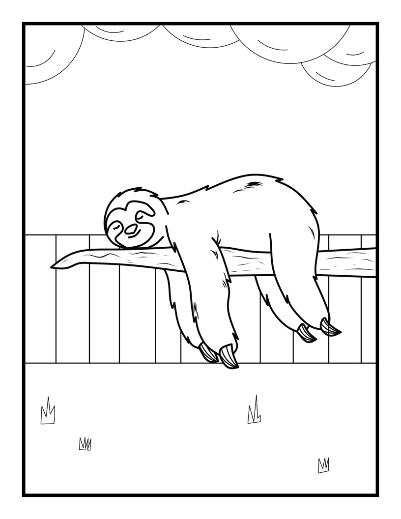 子供のための漫画スタイルのナマケモノのぬりの描画