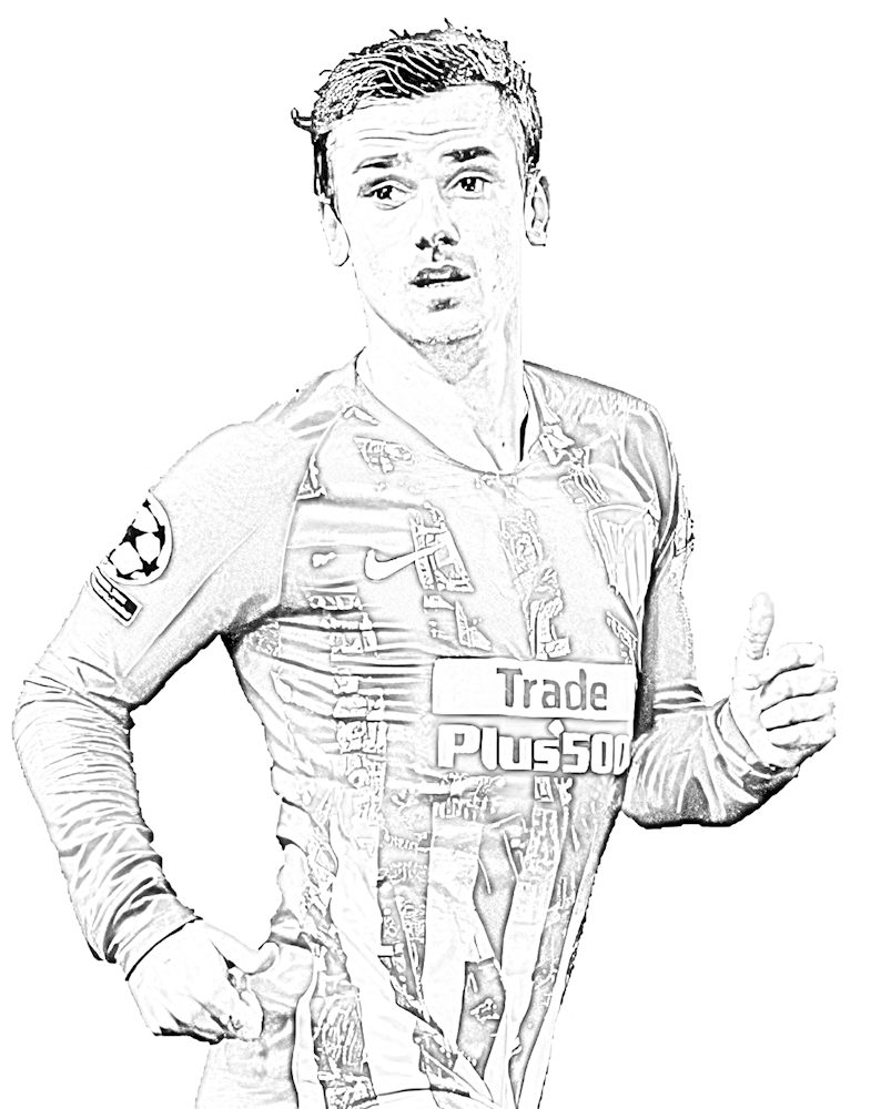 Antoine Griezmann football coloring page to print and color