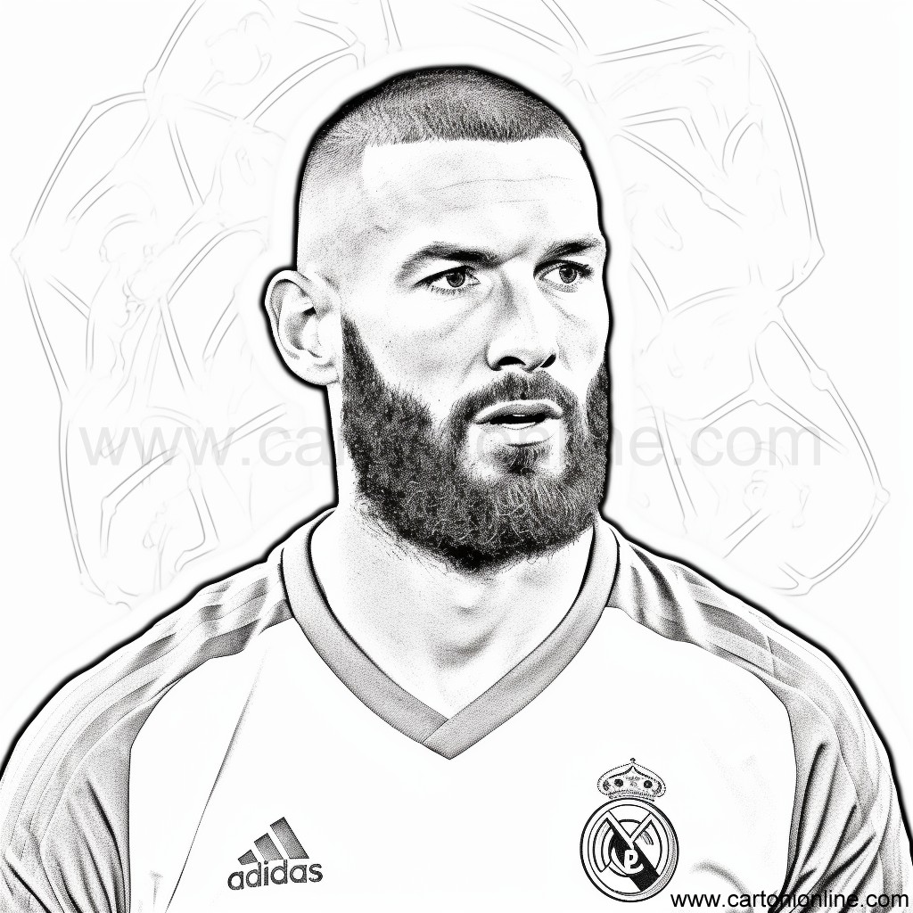 Karim Benzema football page to print and color