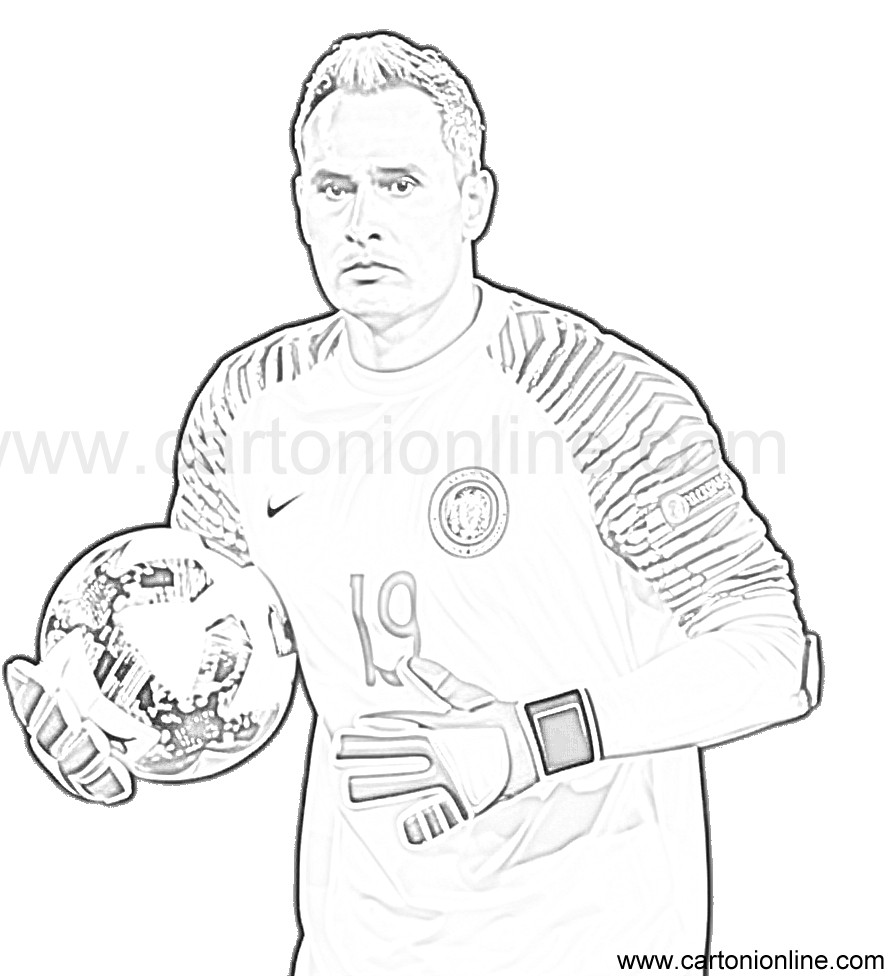 Coloriage de Keylor Navas de Football  imprimer et colorier