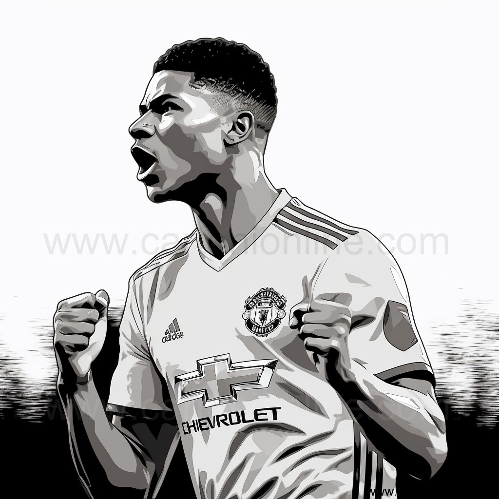 Desenho de Marcus Rashford de Futebol para imprimir e colorir