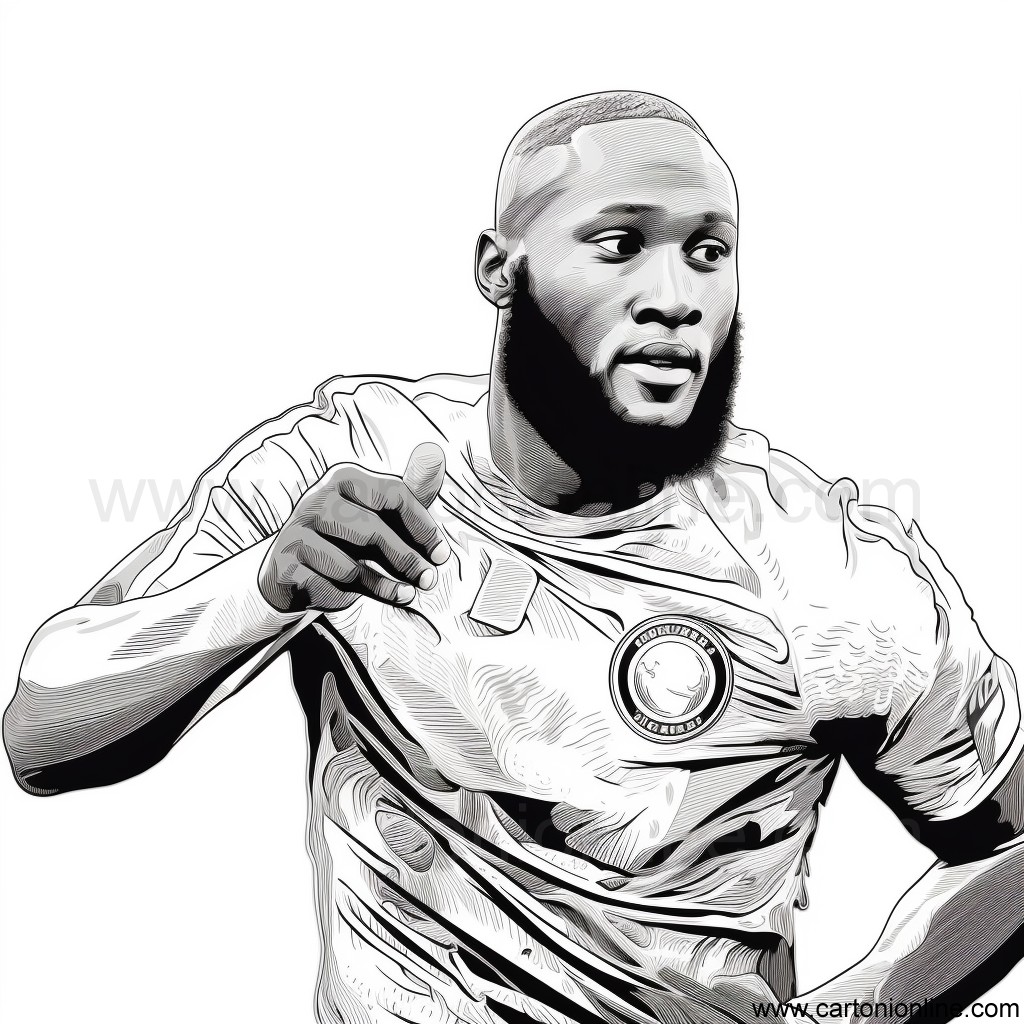 Romelu Lukaku voetbaltekening om af te drukken en te kleuren