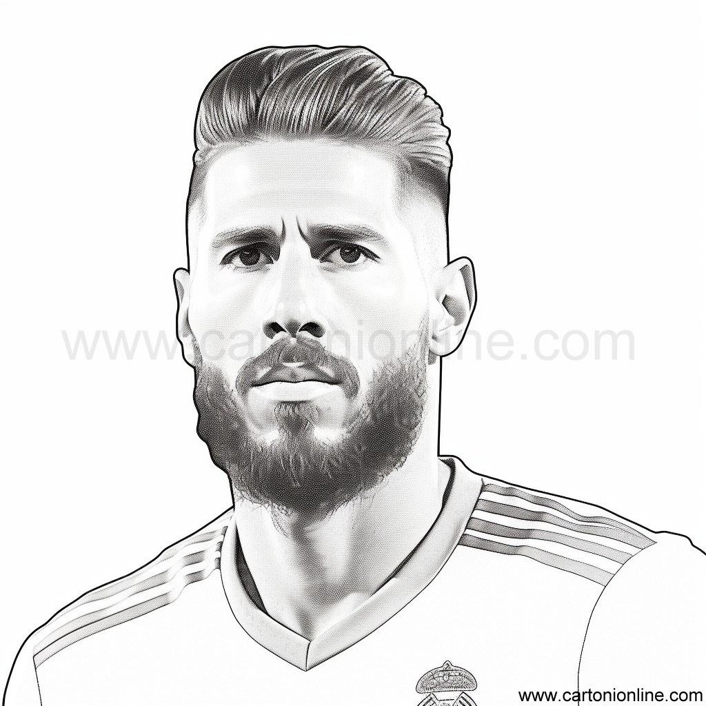 Coloriage de Sergio Ramos de Football à imprimer et colorier