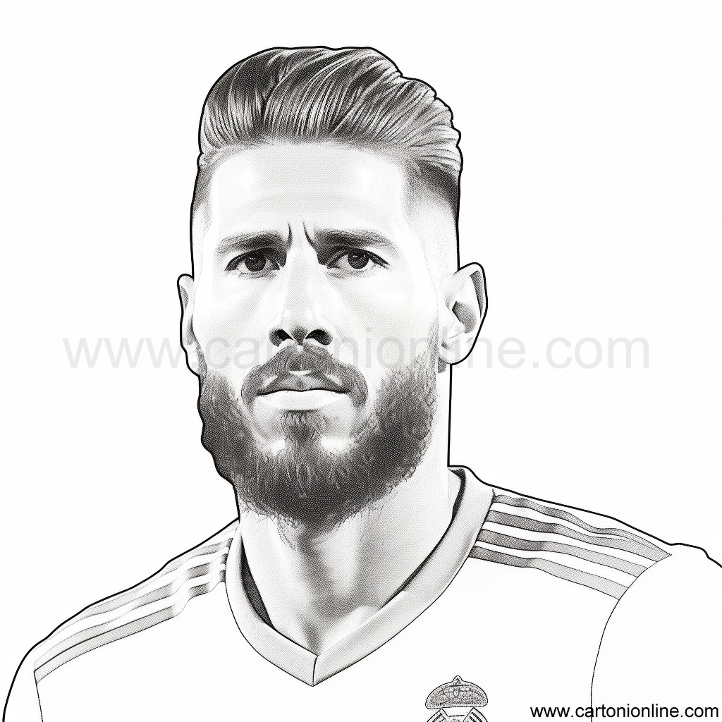 Sergio Ramos voetbaltekening om af te drukken en te kleuren