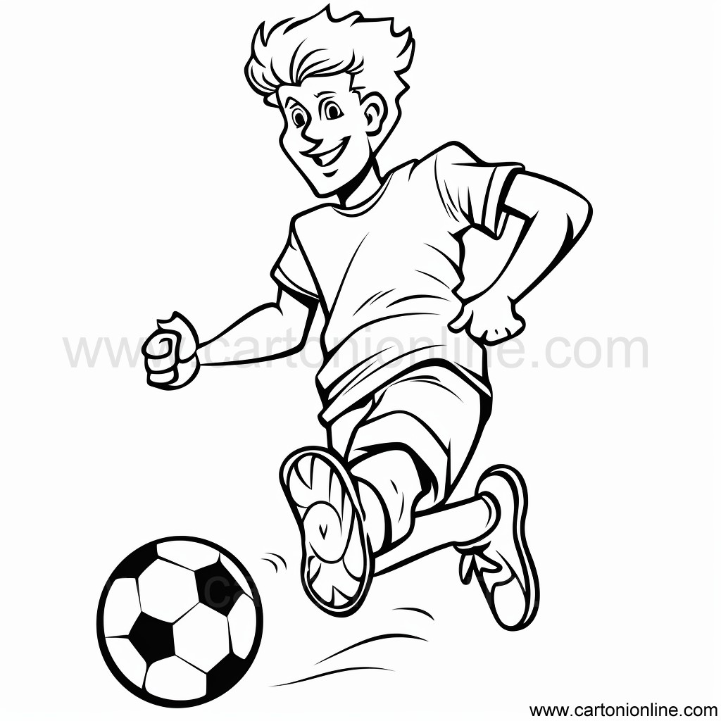 Drawing 01 of soccer player to print and color