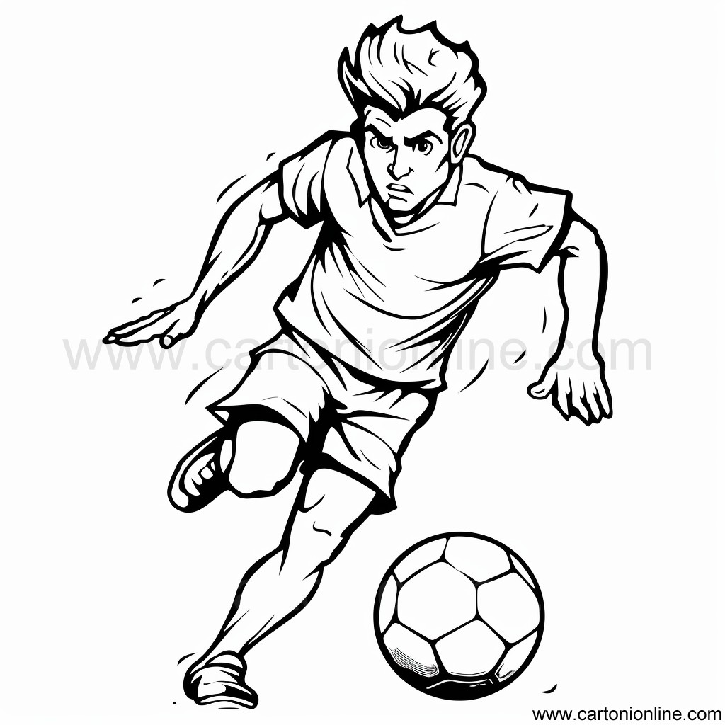 Desenho 02 de jogador de futebol para imprimir e colorir