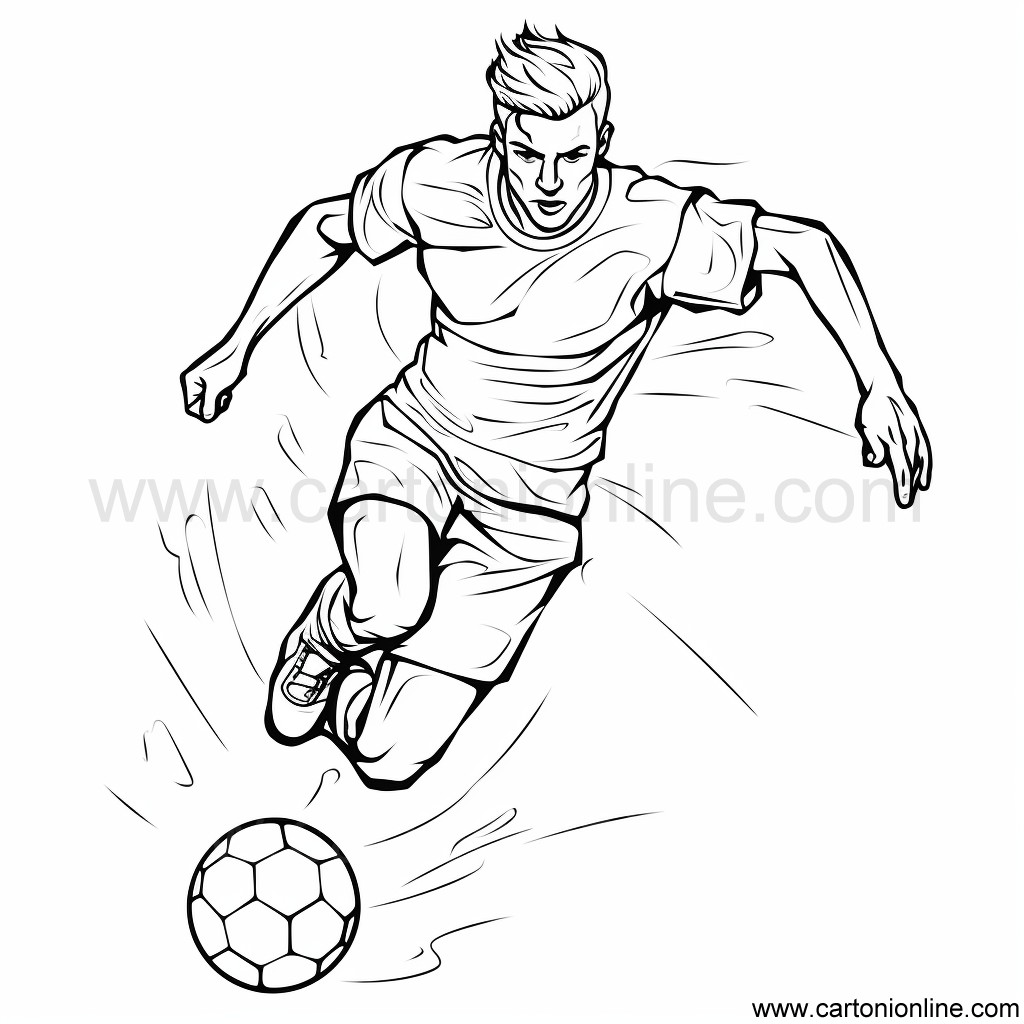 Desenho 05 de jogador de futebol para imprimir e colorir