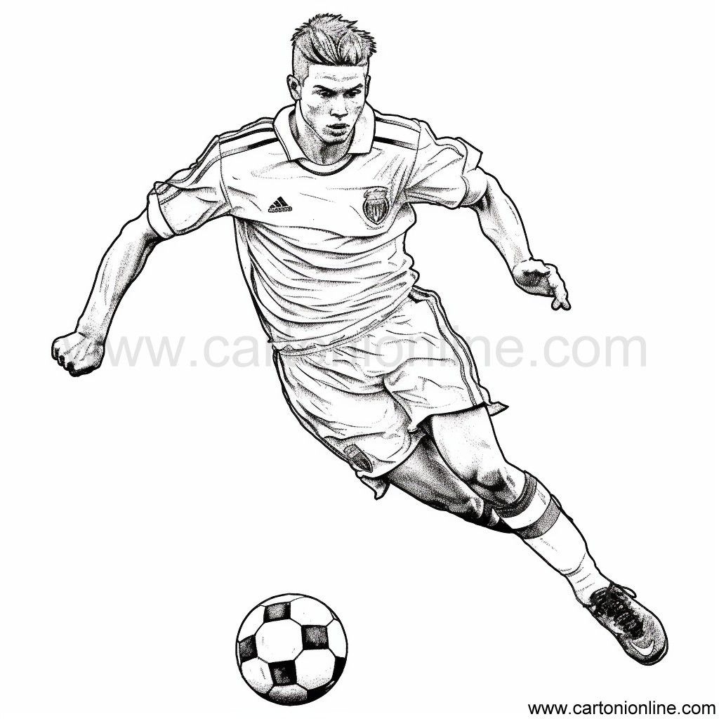 Desenho 08 de jogador de futebol para imprimir e colorir