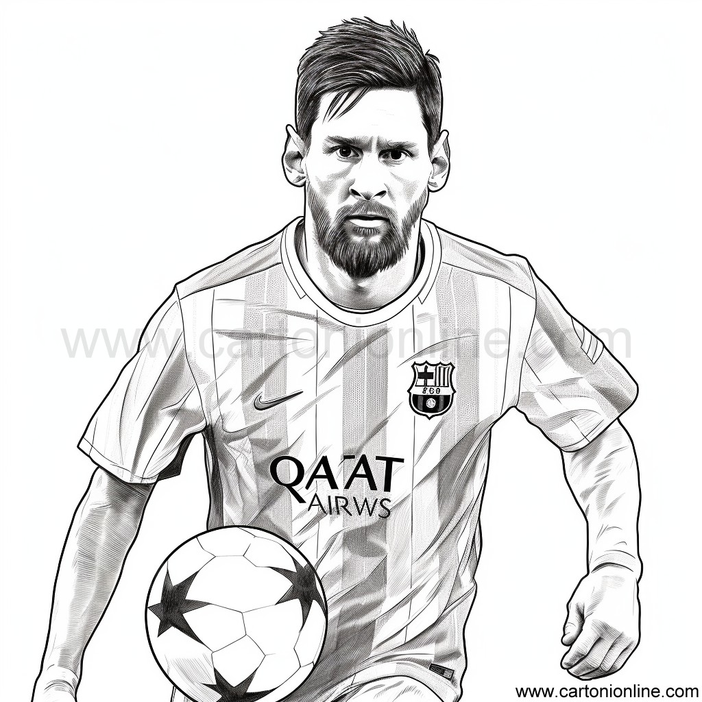 Dibujo de futbolista Lionel Messi para imprimir y colorear.