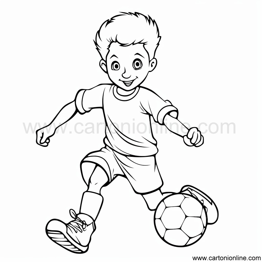 Drawing 13 of soccer player to print and color