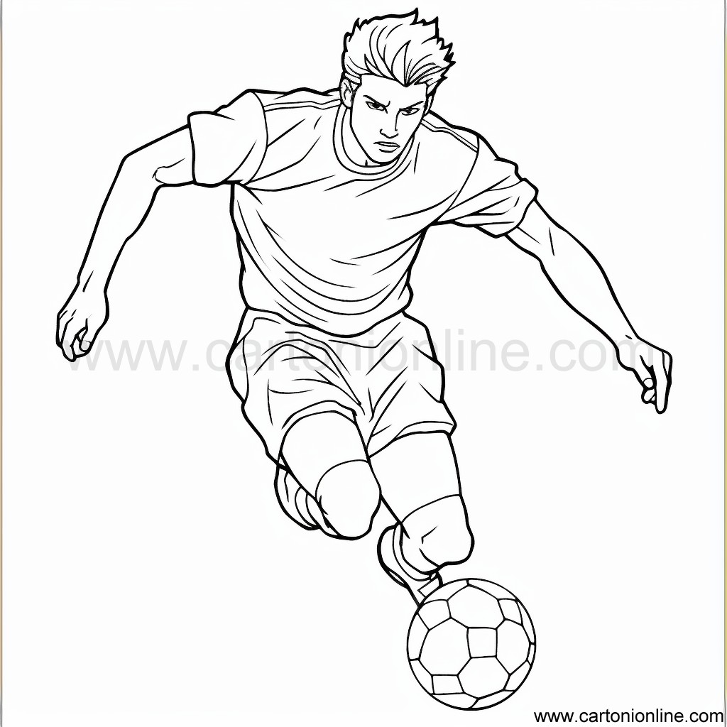 Drawing 14 of soccer player to print and color