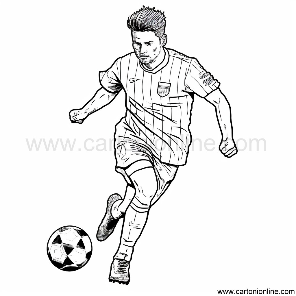 Drawing 19 of soccer player to print and color