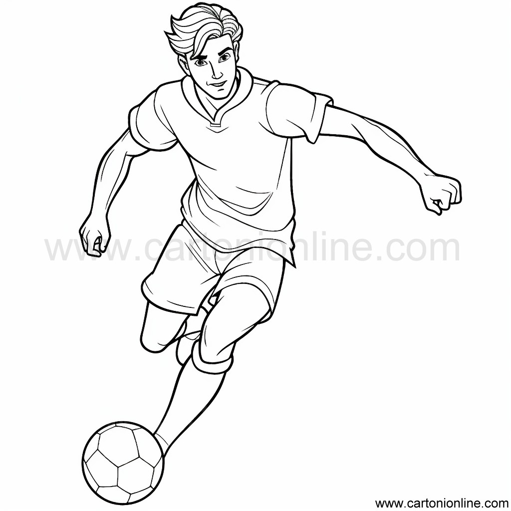 Dibujo de jugador de fútbol 28 para imprimir y colorear.