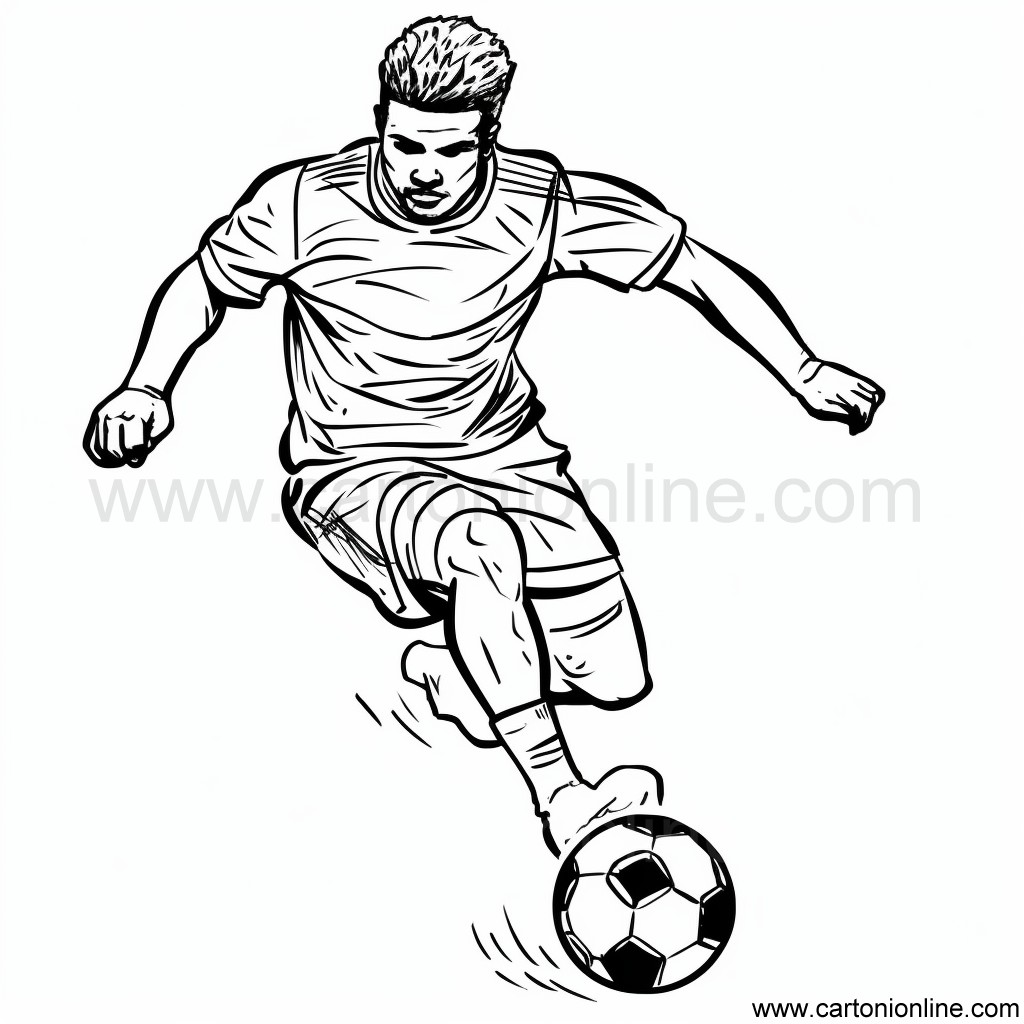 Drawing 29 of soccer player to print and color