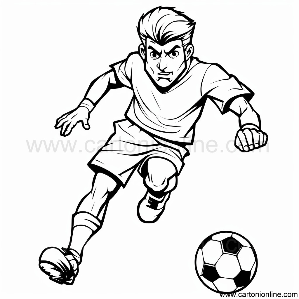 Drawing 32 of soccer player to print and color