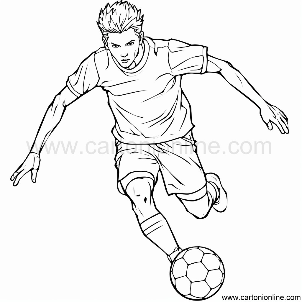 Drawing 34 of soccer player to print and color