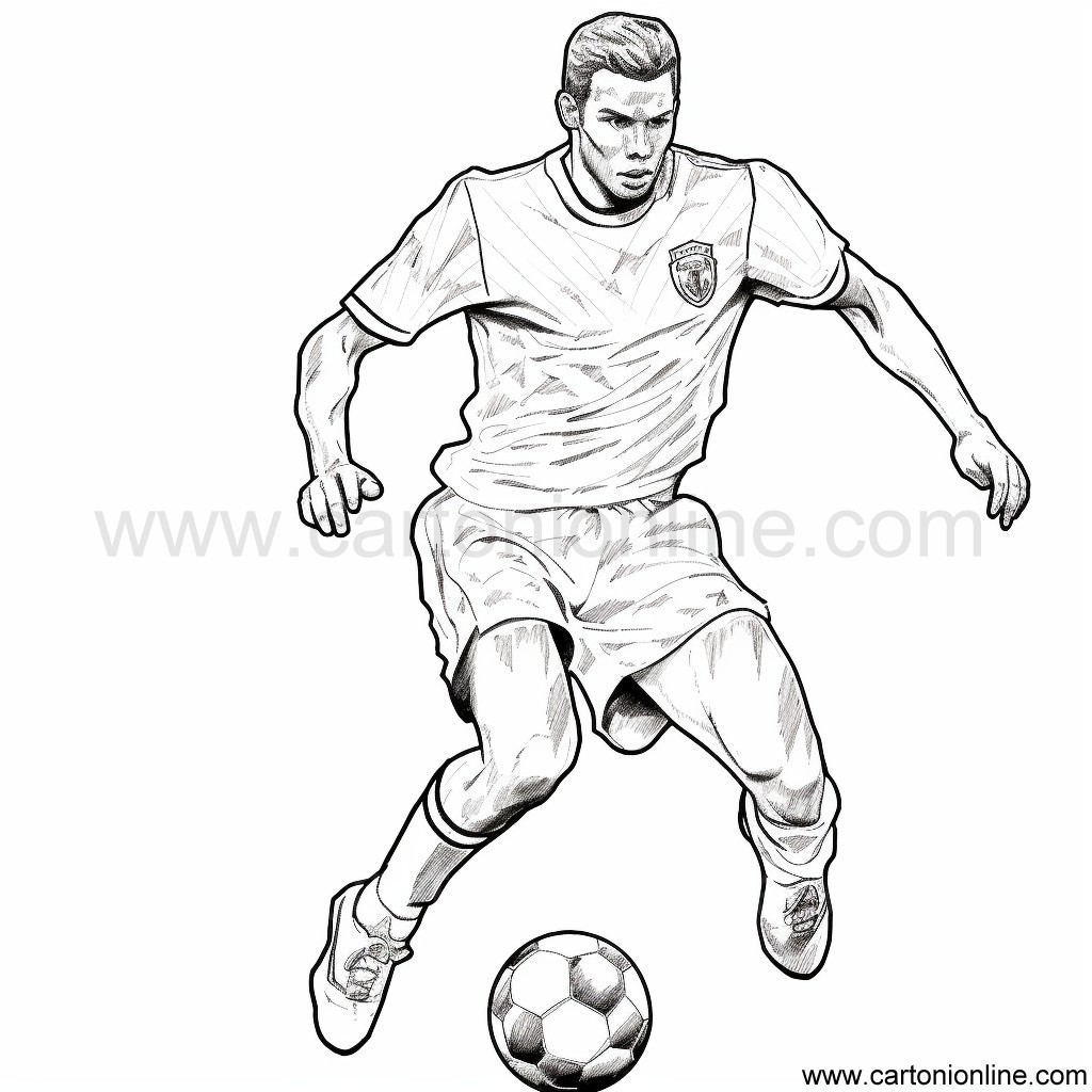 Drawing 37 of soccer player to print and color