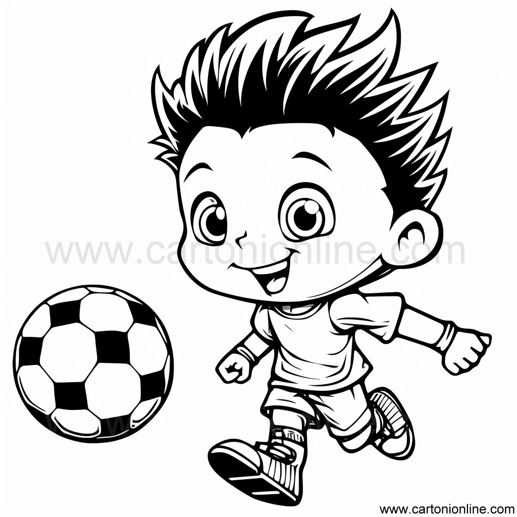 Drawing 47 of soccer player to print and color
