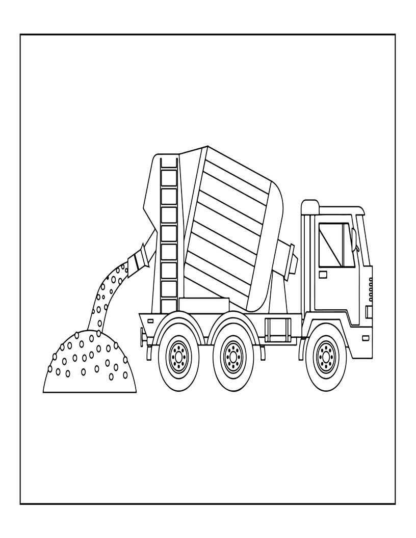 Dibujo de Camión y excavadora para colorear