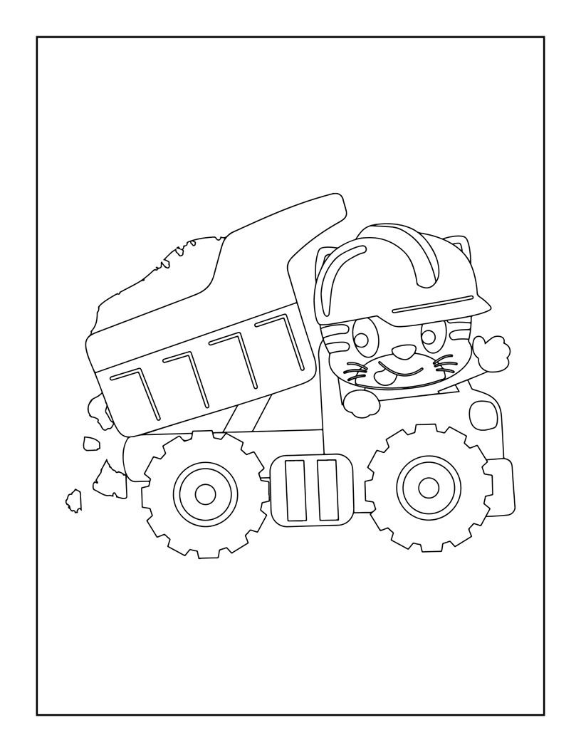 Lastbil och bulldozer målarbok
