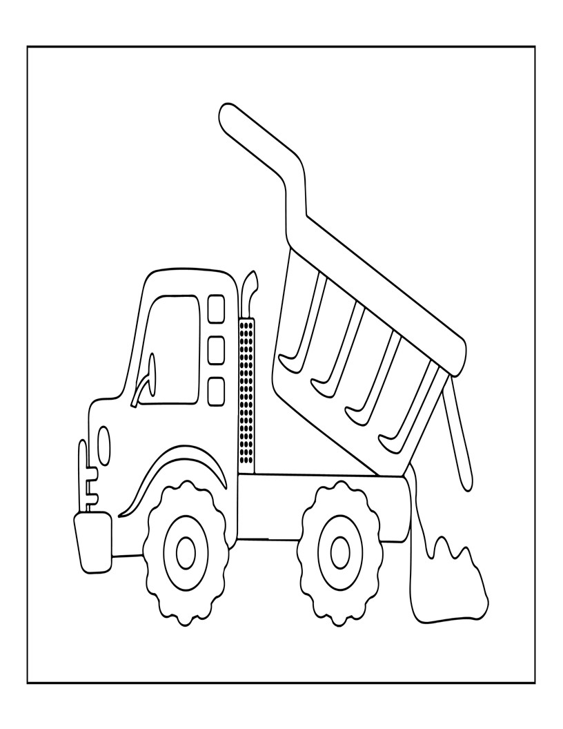 Lastbil och bulldozer målarbok