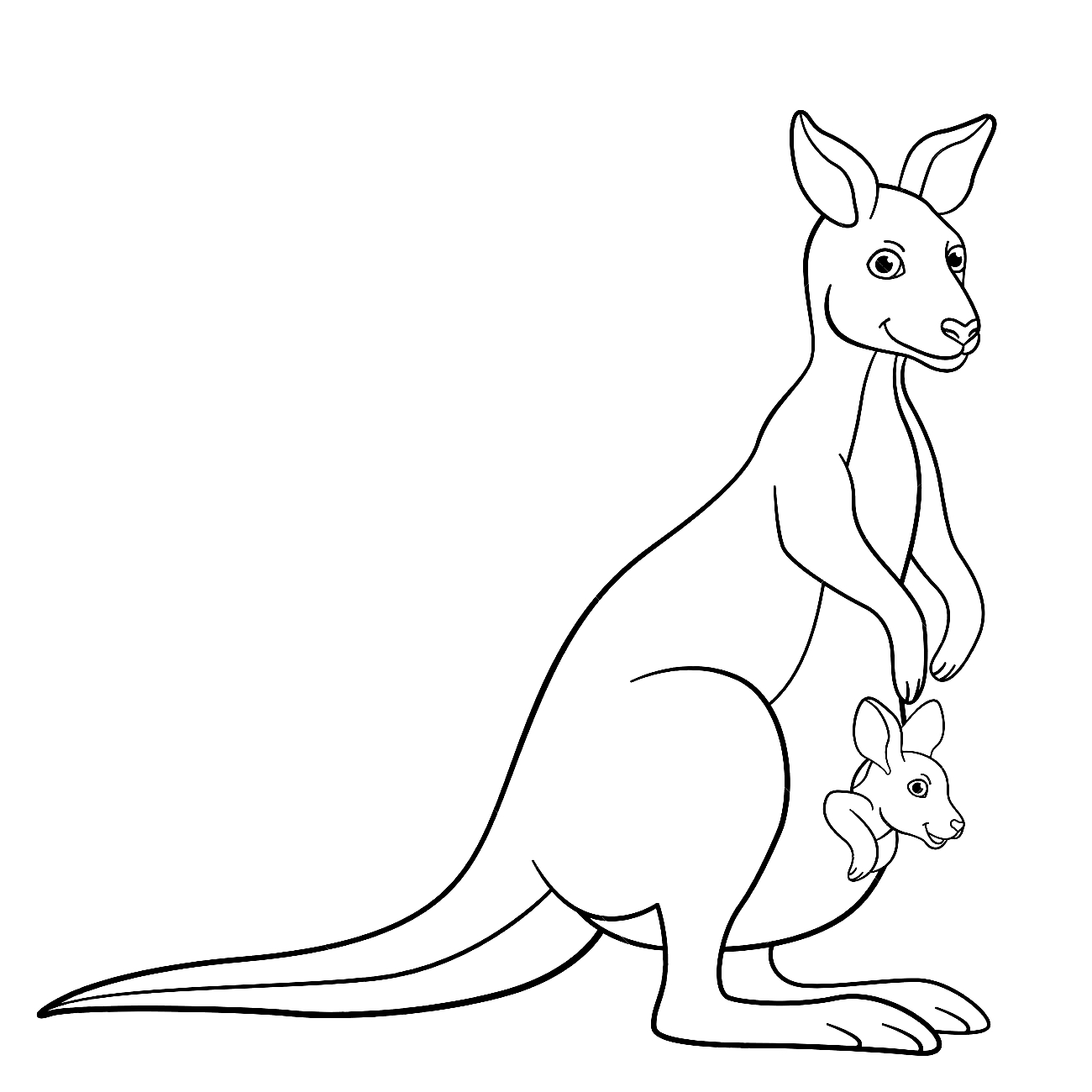 Coloriage 15 des kangourous  imprimer et colorier