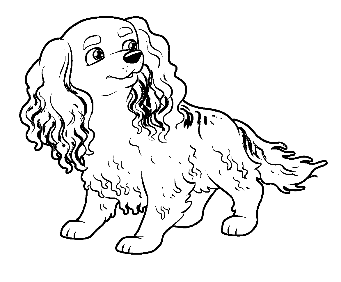 Disegno da colorare di cagnolina stile cartone animato per bambini