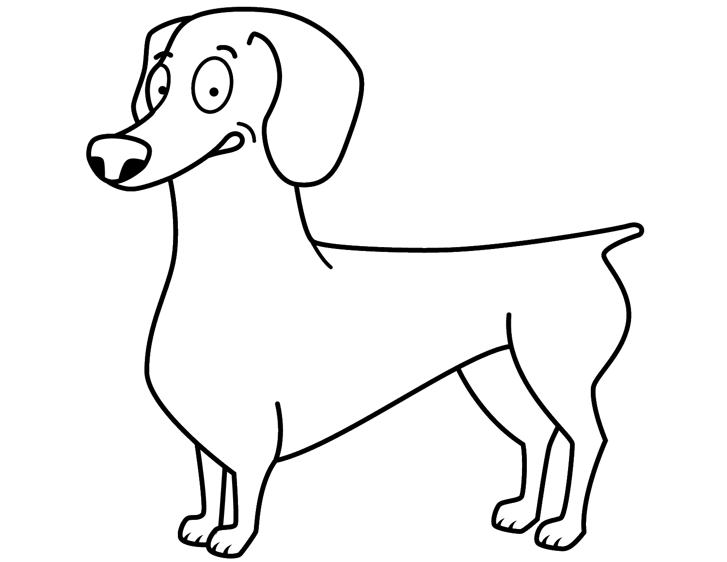 Disegno da colorare di cane bassotto simpatico stile cartone animato