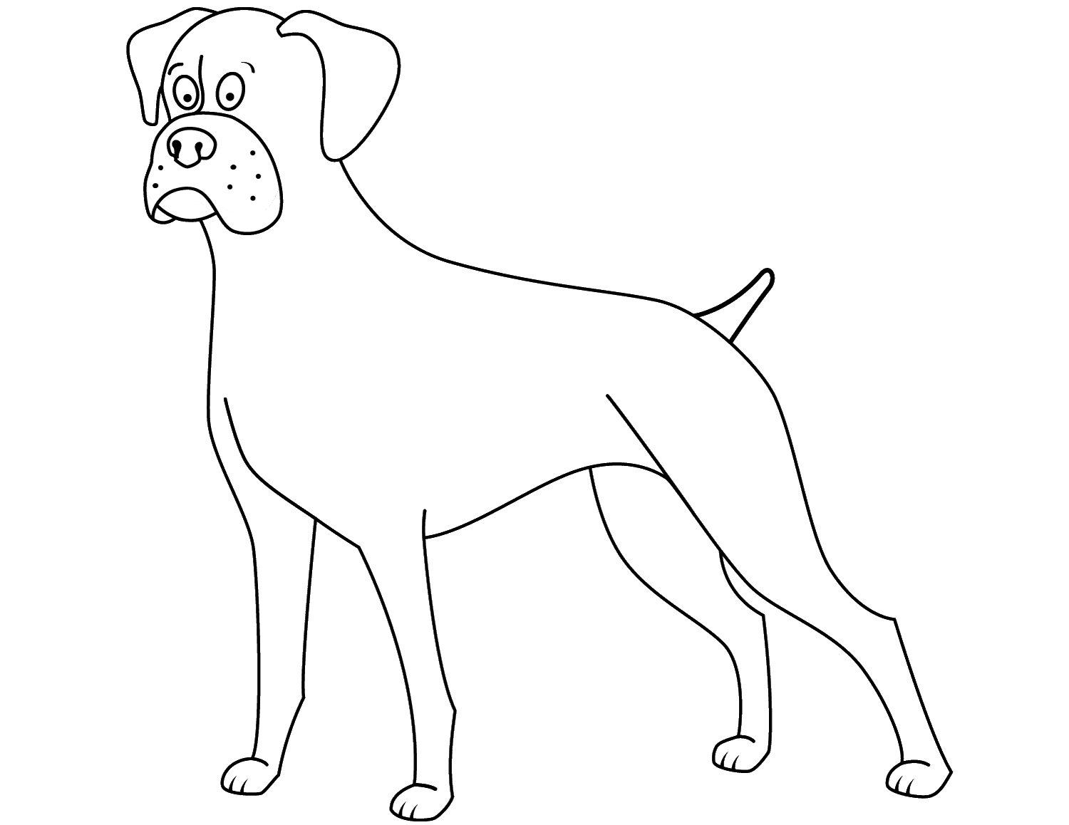 Estilo de dibujos animados de página para colorear de perro boxer