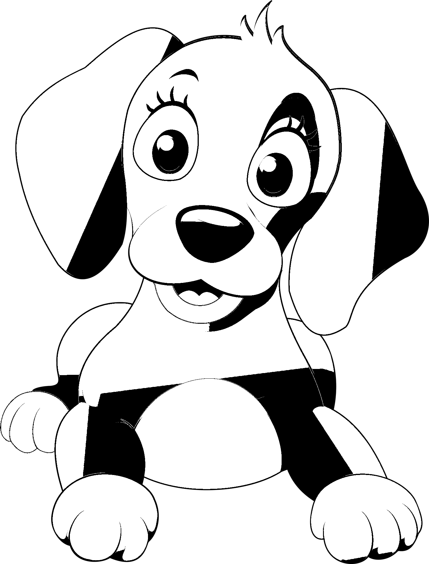 Disegno da colorare di cane carino stile cartone animato per bambini
