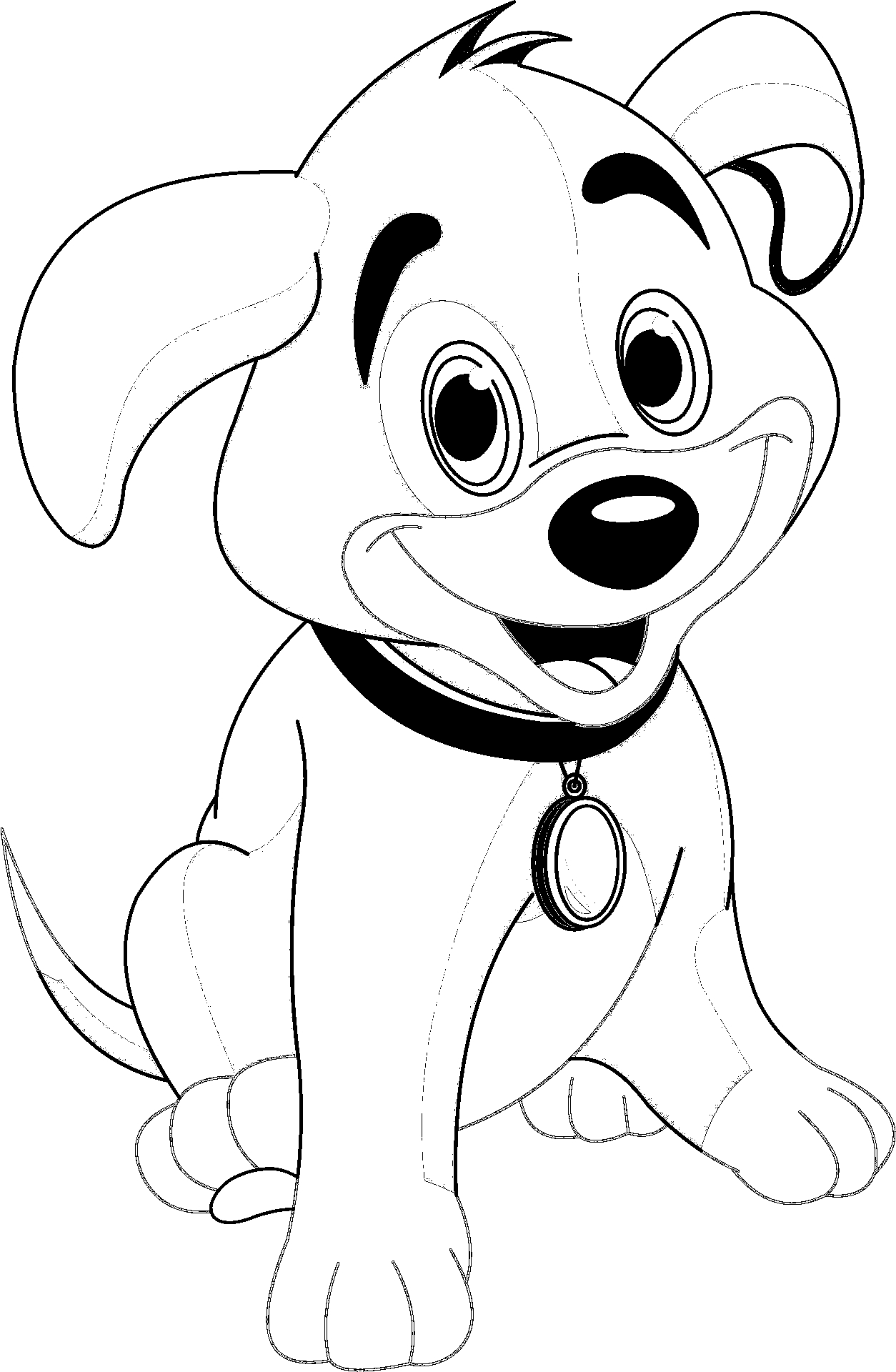 Disegno da colorare di cucciolo di cane stile cartone animato