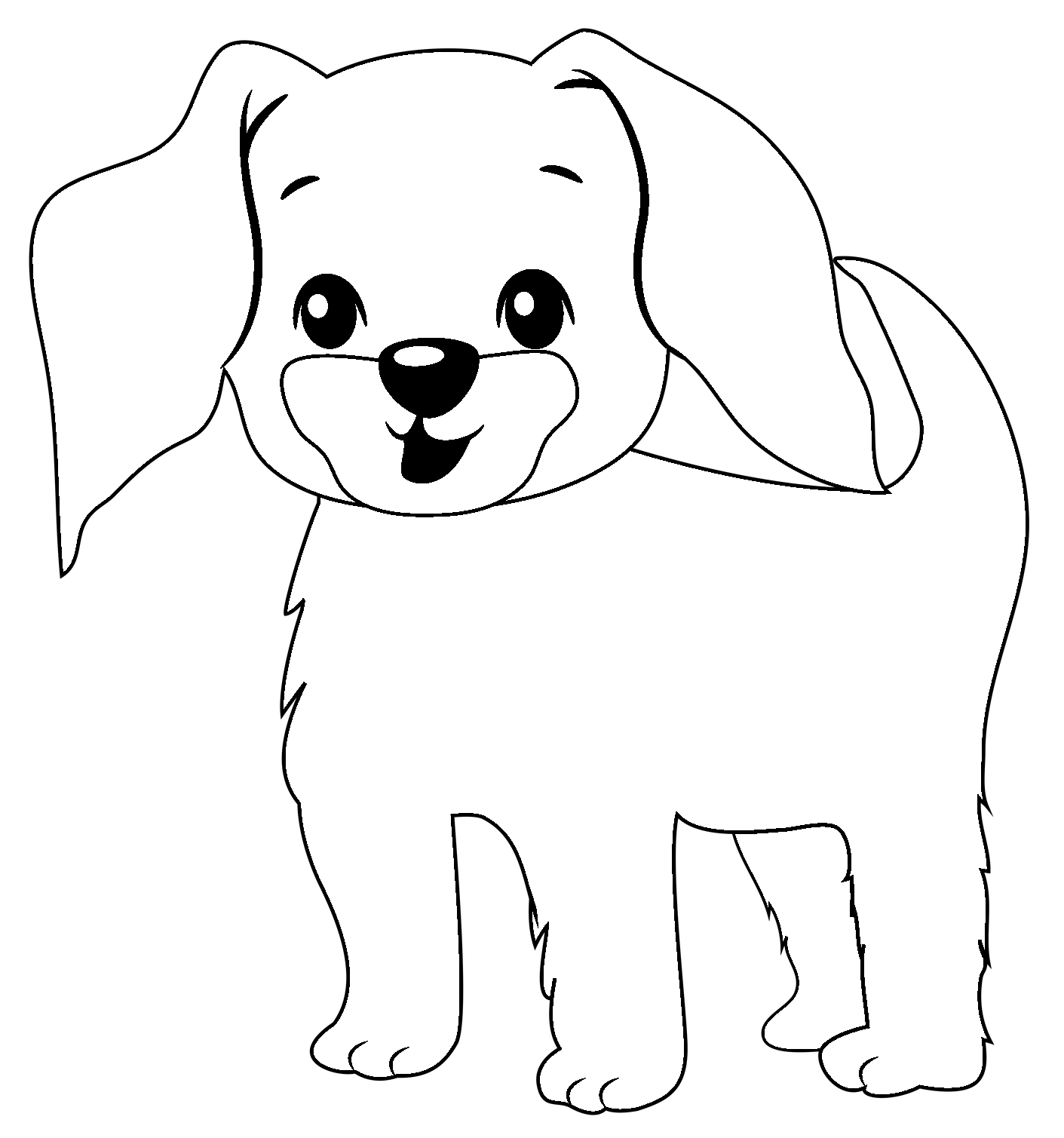 Disegno da colorare di cucciolo di cane carino stile cartone animato
