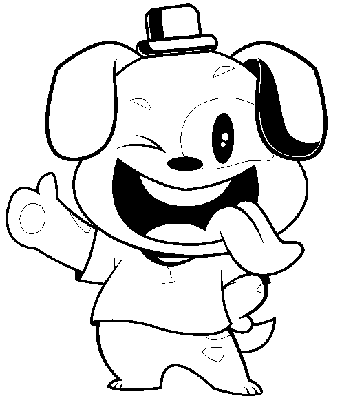 Disegno da colorare di cane felice ok stile cartone animato