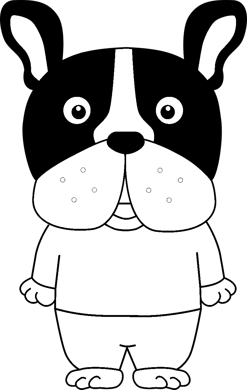 Disegno da colorare di cane French Bulldog stile cartone animato