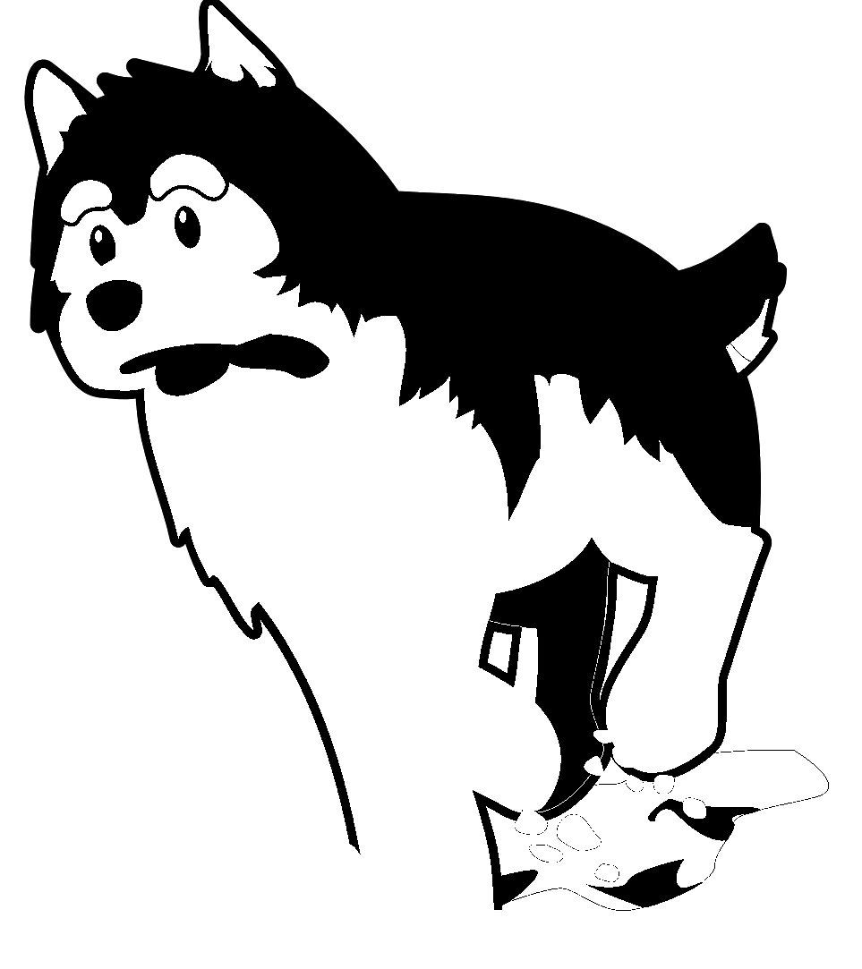 Disegno da colorare di cane Husky che corre stile cartone animato