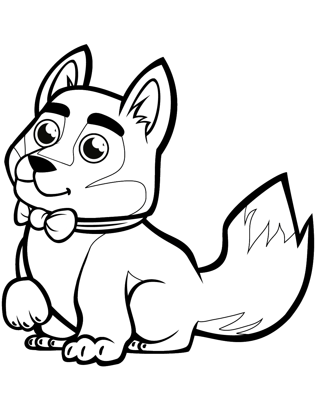 Disegno da colorare di cucciolo di cane Husky stile cartone animato
