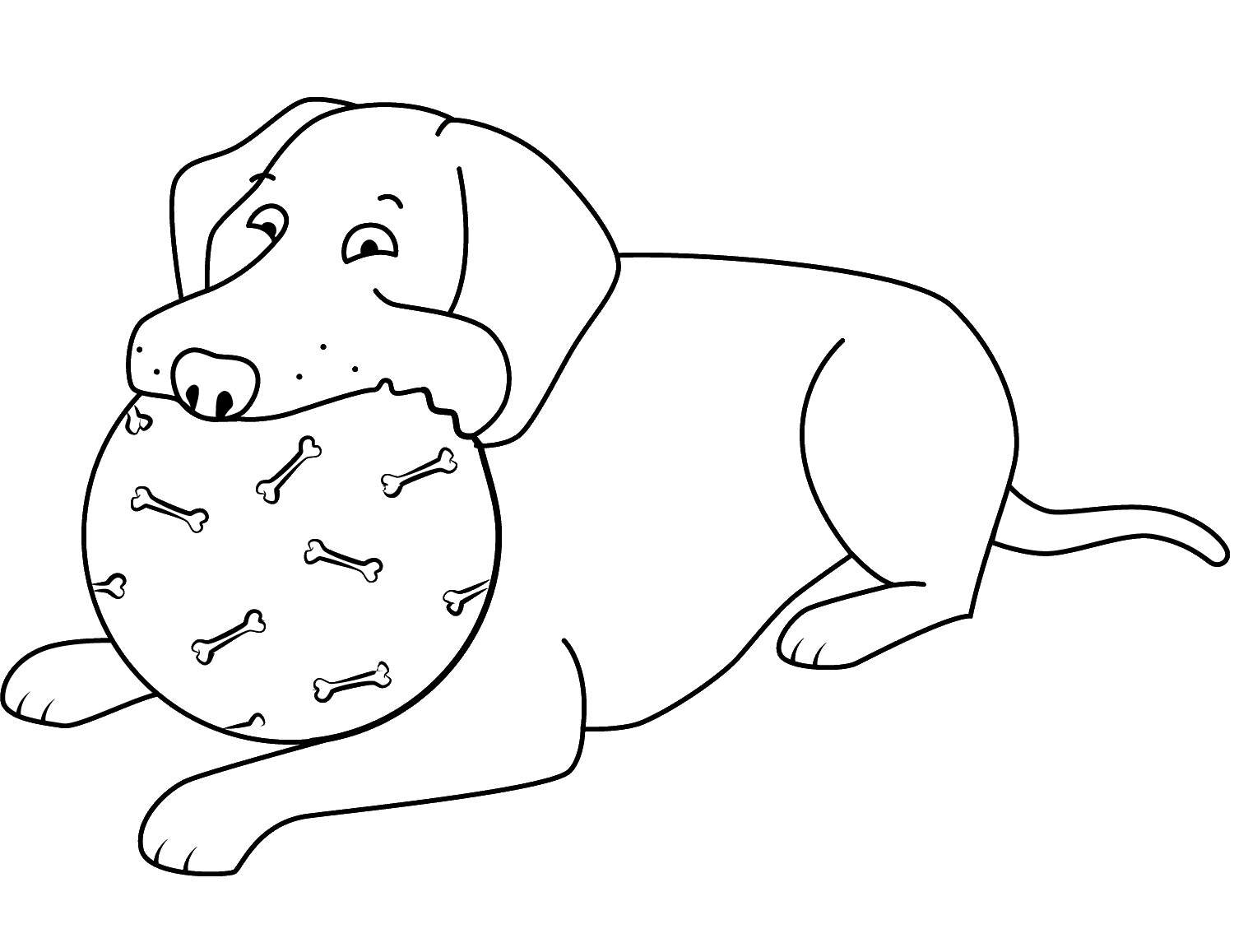 Disegno da colorare di cane Labrador Retriever con la palla in bocca stile cartone animato