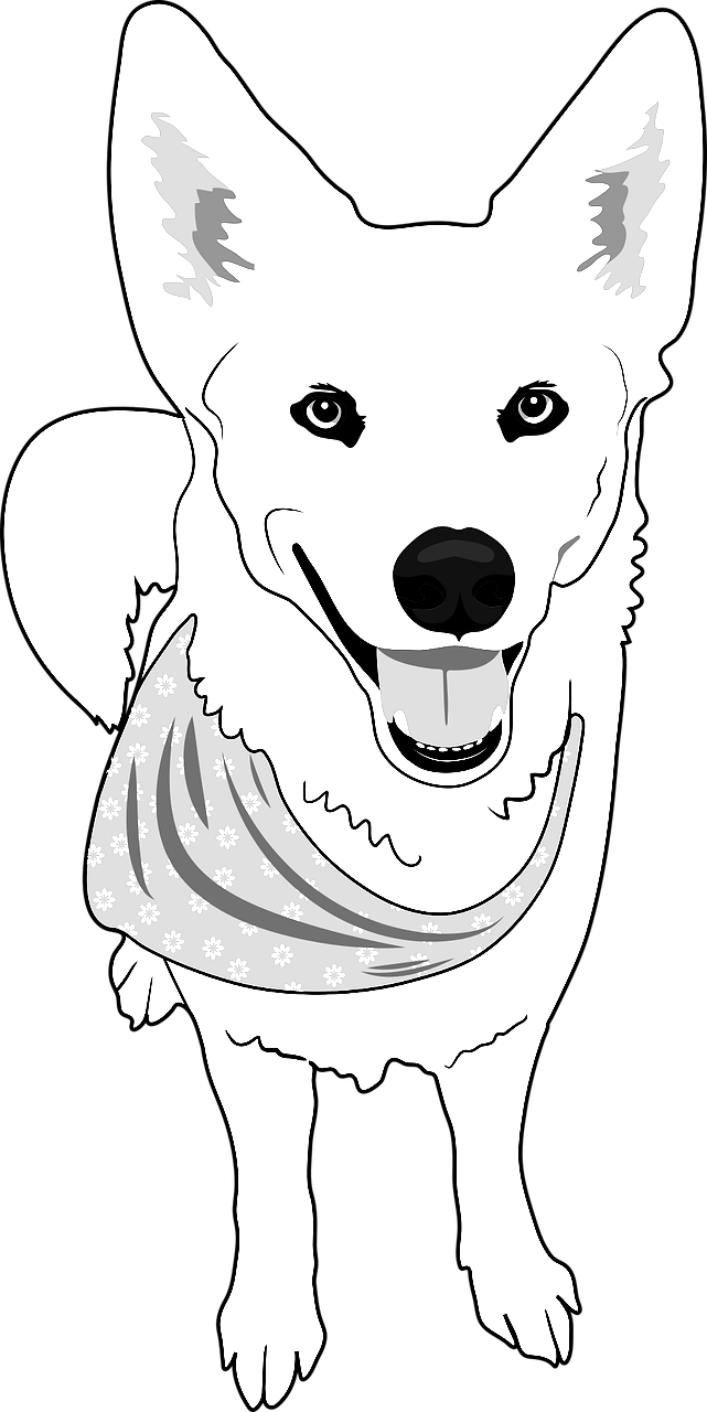 Disegno da colorare di cucciolo di cane con fazzoletto al collo
