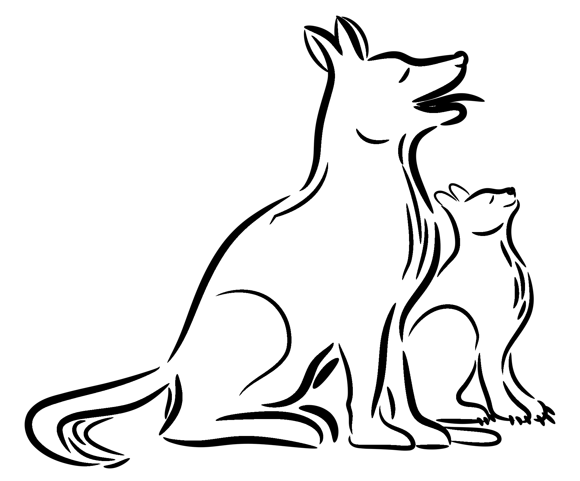 Página para colorear de gato y perro estilizados de perfil