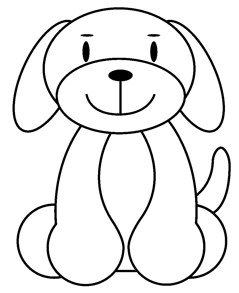 Pagina de colorat cățeluș câine fericit pentru copii în stil desen animat